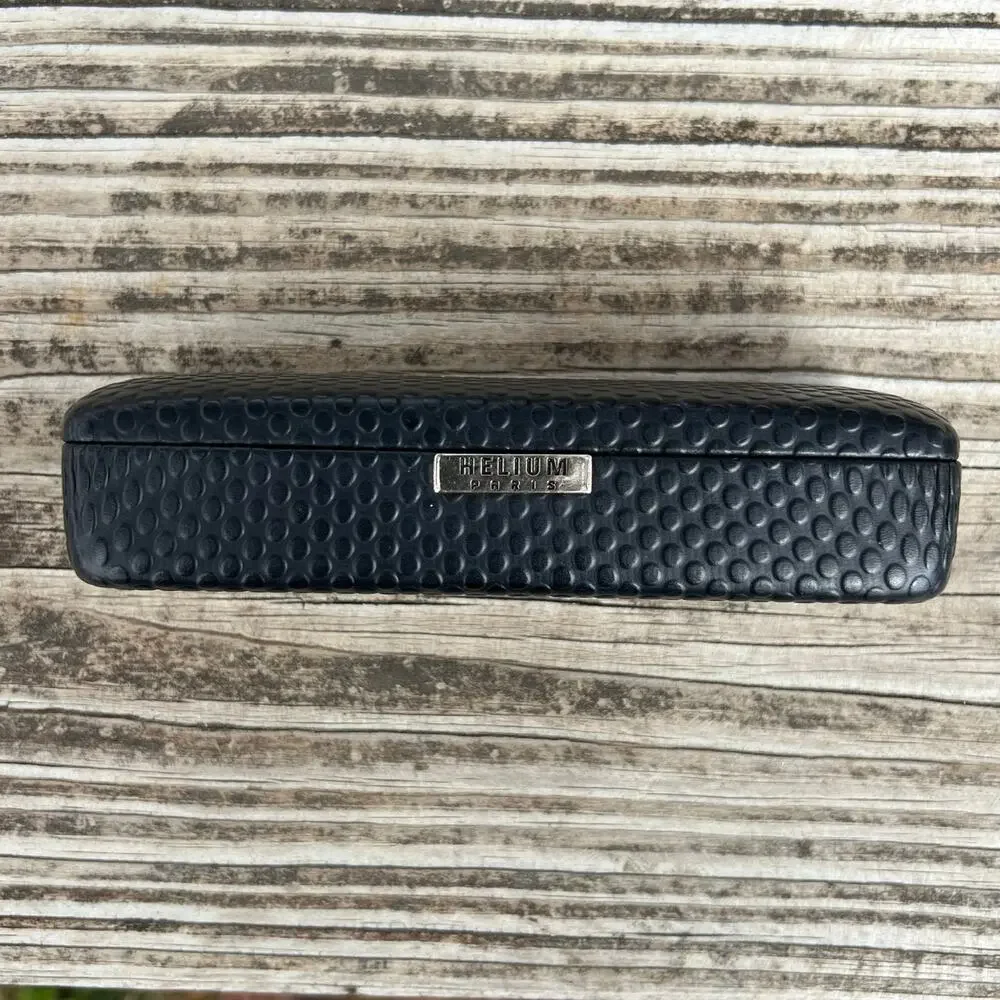 Helium Paris Black Textured Eyeglass Sunglasses Hard Shell Case Clamshell Spring